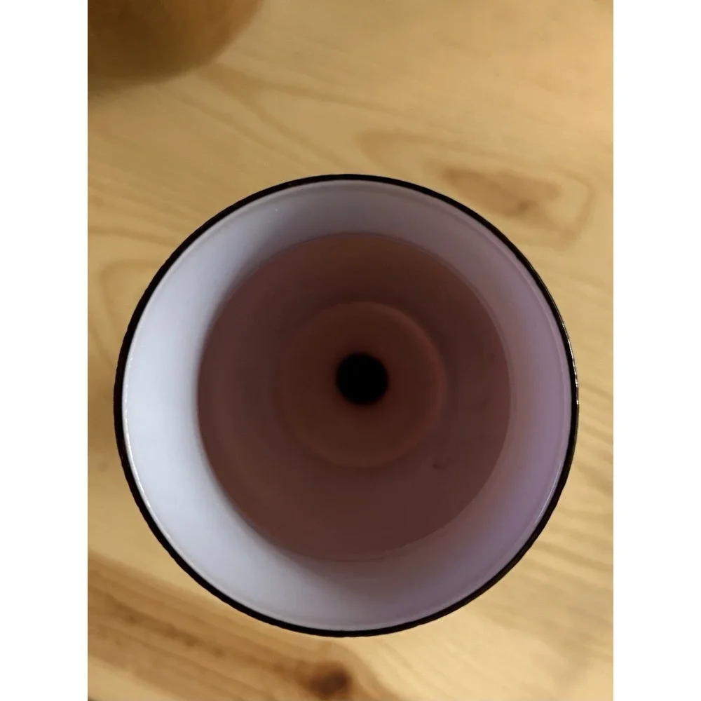 Vintage Deep Cranberry Colored Glass Goblet Vase‎ With White Interior